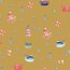 Jersey de coton Organic Digital Sea Animals - moutarde