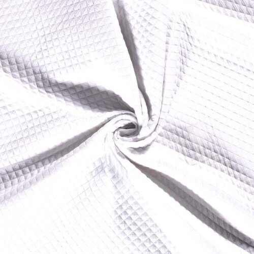 Muslin padded quilted small diamonds white