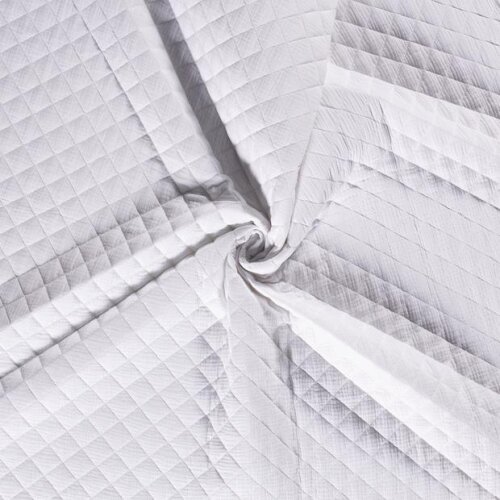 Muslin padded quilted diamonds white