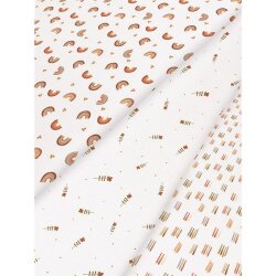 Jersey de coton Organic Digital fleurs blanc