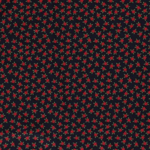 Baumwollpopeline Weihnachtsblumen dunkel jeansblau