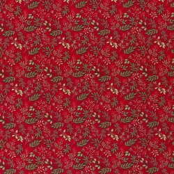 Cotton poplin Christmas branches red