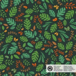 Algodón jersey jungle plantas verde oscuro