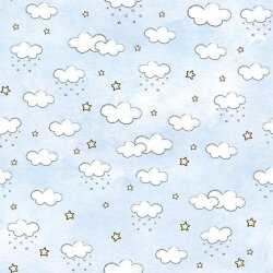 Sweat brushed digital clouds and stars baby blue
