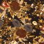 Polyester jersey flowers brown