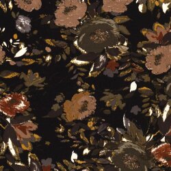 Polyester jersey fleurs noir