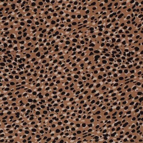 Jersey di poliestere leopardato fantasia caramello