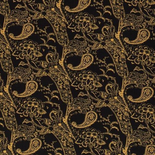 Viscose crepe paisley mustard yellow