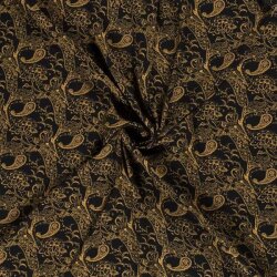 Crêpe de viscose paisley jaune moutarde