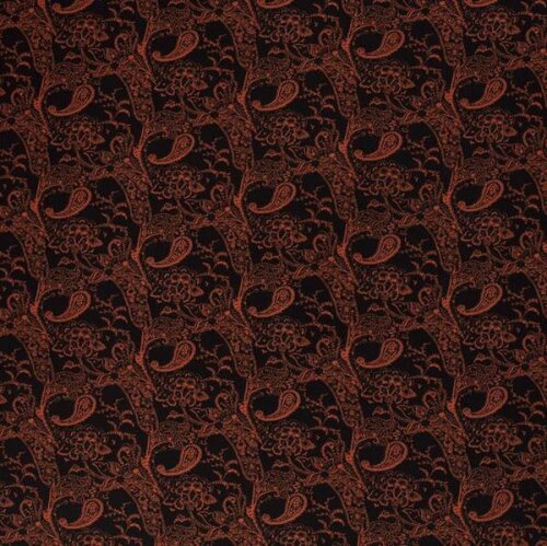 Viscose crepe paisley rust red