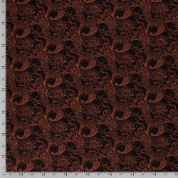 Crêpe de viscose paisley rouille rouge