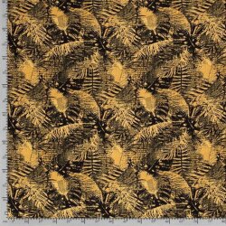 Crêpe viscose plantes jaune moutarde