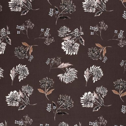 Viscose crepe flowers brown