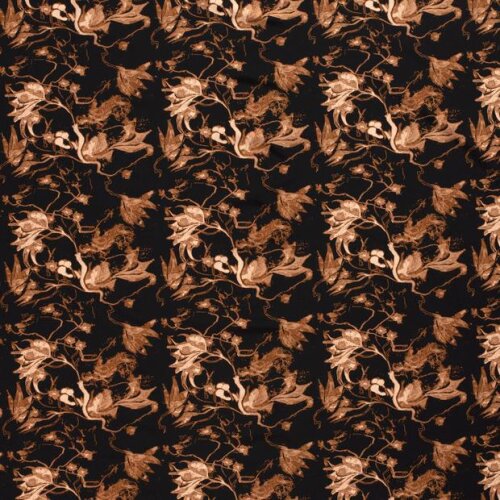 Crepe Abstract flowers rust red