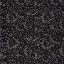 Polyesterjersey Crêpe Blumenmuster -  schwarz