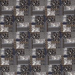 Crepe Abstract pattern denim blue