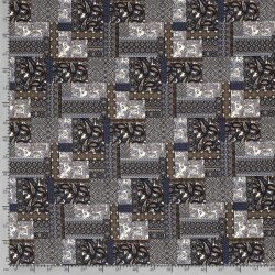 Crepe Abstract pattern denim blue