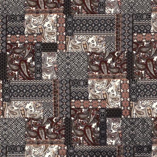 Polyesterjersey Patchwork - weinrot
