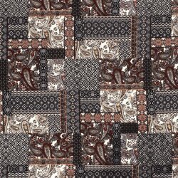 Crepe Abstract pattern burgundy