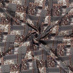 Polyesterjersey Patchwork - weinrot