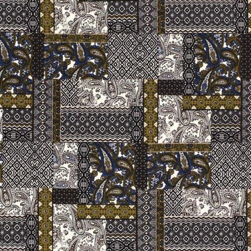 Polyesterjersey Patchwork - senf