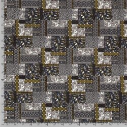 Polyesterjersey Patchwork - senf