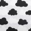 Tissu décoratif noir nuages blancs
