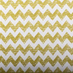 Decoratieve stof zigzag mosterd linnen look