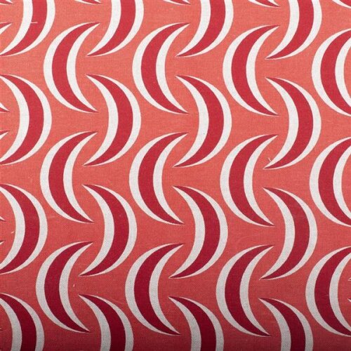 Tissu décoratif motif faucille rouge orangé
