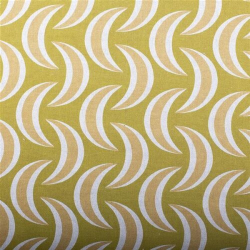 Decorative fabric sickle pattern green mustard