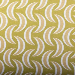 Tissu décoratif motif faucille moutarde verte