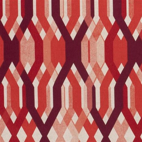 Decorative fabric abstract honeycomb red
