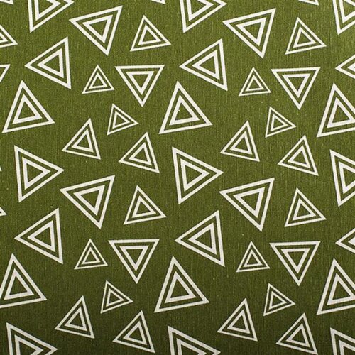 Dekorativní tkanina divoké trojúhelníky tmavě olivové