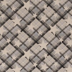 Decorative fabric black baby blue checkered with stars...