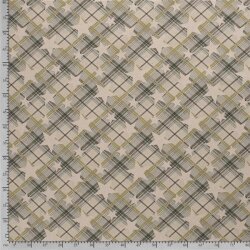 Decoratieve stof groen geruit met sterren linnen look