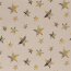 Dekorativní tkanina hořčice zelená kostkované hvězdy lněný vzhled