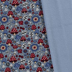 Pile alpino colorato caos nel blu denim chiaro della foresta