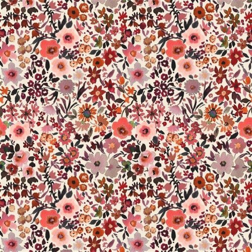 BaumwollBaumwolljersey Digital Blumen - creme