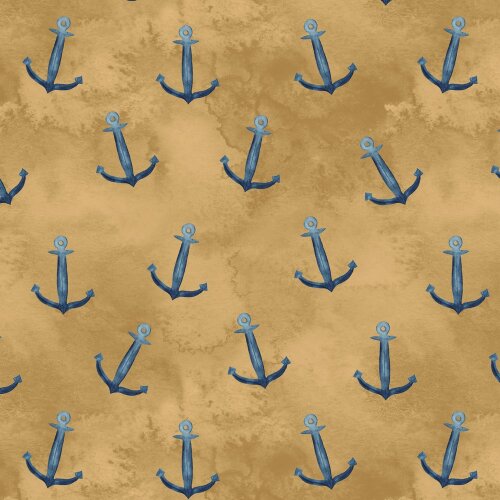 French Terry Organic Digital Anchor - ochre