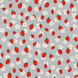 Cotton jersey Organic Strawberries - light grey