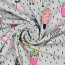 Cotton jersey neon unicorn party - light grey