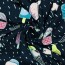 Cotton jersey neon unicorn party - dark blue