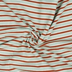 Cotton jersey stripes LUREX - terracotta/SILVER