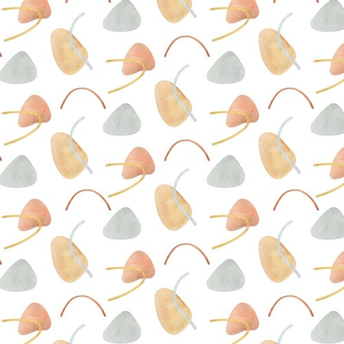 Jersey de coton Digital Shapes and Strokes - blanc