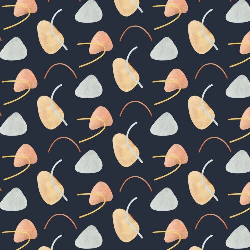 Jersey di cotone Digital Shapes and Strokes - blu notte