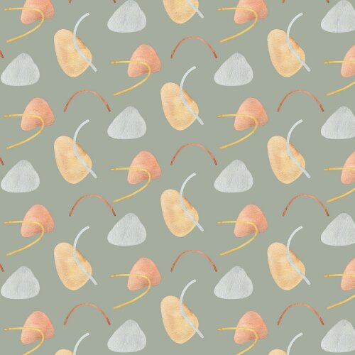 Formes et traits numériques en jersey de coton - Sage