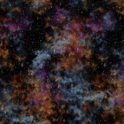Baumwolljersey Digital Galaxie - schwarz/terrakotta
