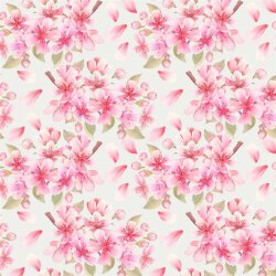 Maglia di cotone digitale con fiori di ciliegio - crema