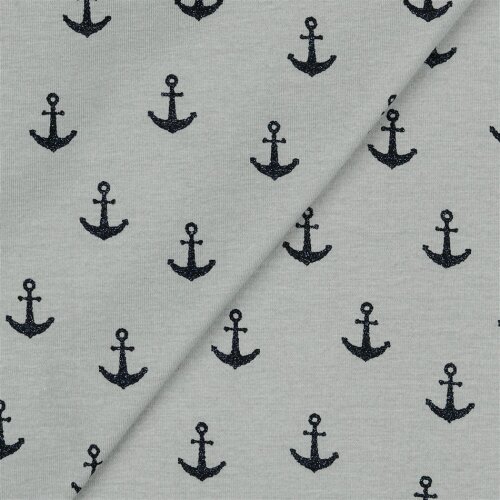 Ancora glitter in jersey di cotone - grigio chiaro
