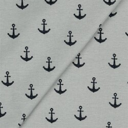Jersey de algodón anclaje purpurina - gris claro
